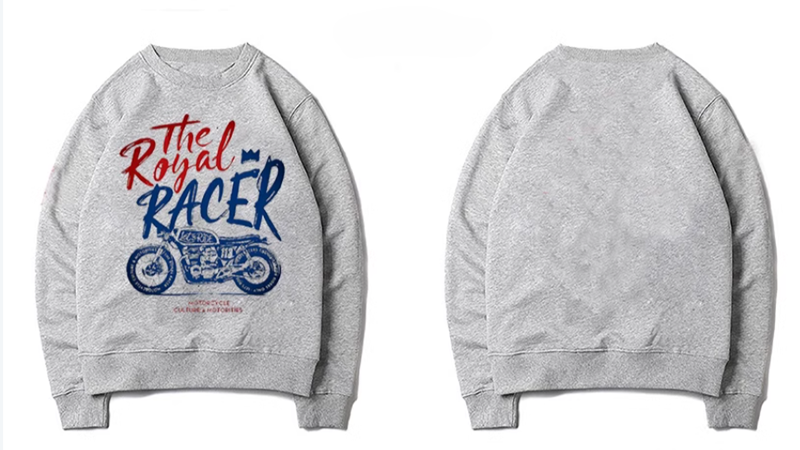 American retro bike print pullover sweatshirt V0063