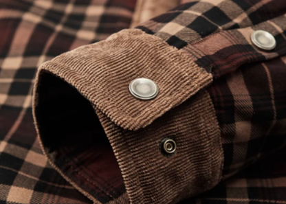 American retro check fleece shirt V0325