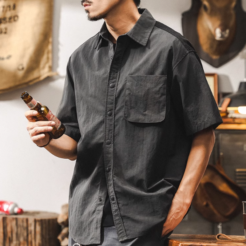 Retro Two-tone Work Shirt V0693