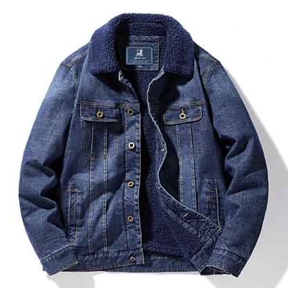 Retro denim fleece jacket V0324