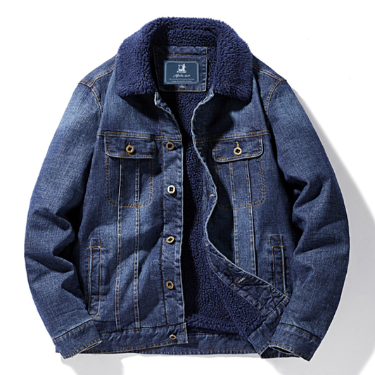 Retro denim fleece jacket V0324