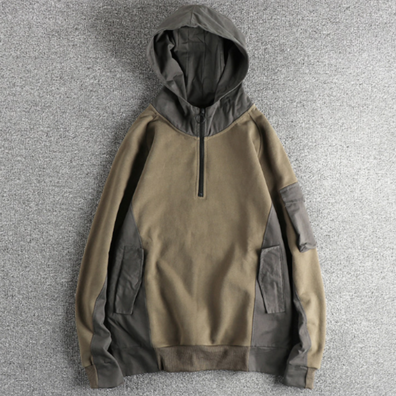 Retro Patchwork Hoodie Sweatshirt V0891