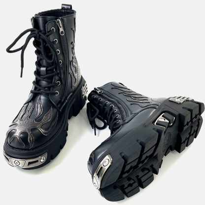 Punk Flame Biker Boots V0927