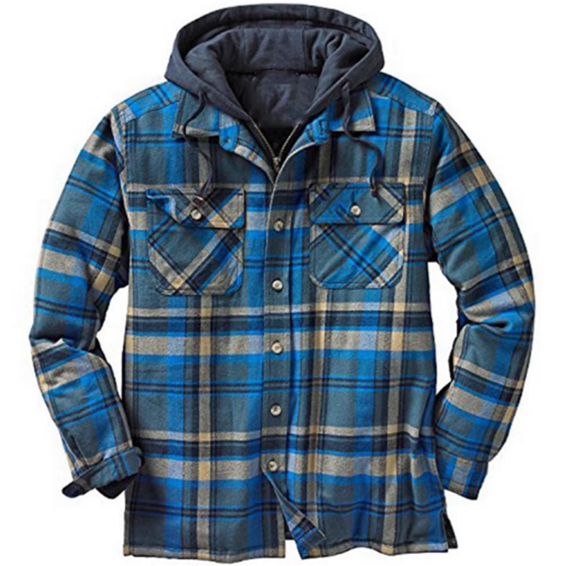 8-color hooded check jacket V0386