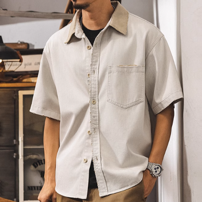 Distressed retro work shirt V0689