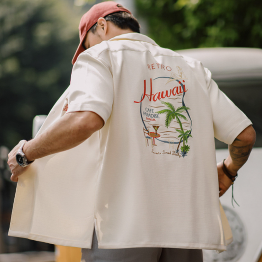 Hawaiian Floral Cuban Collar Shirt V1017
