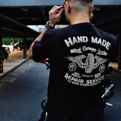Retro Biker Crew-Neck T-Shirt V0994