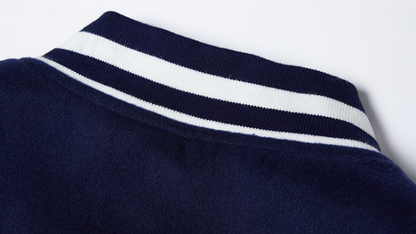 Big size Blue and White Baseball Jacket V0814