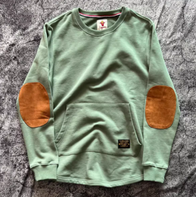 Retro suede patch sweatshirt Z0430