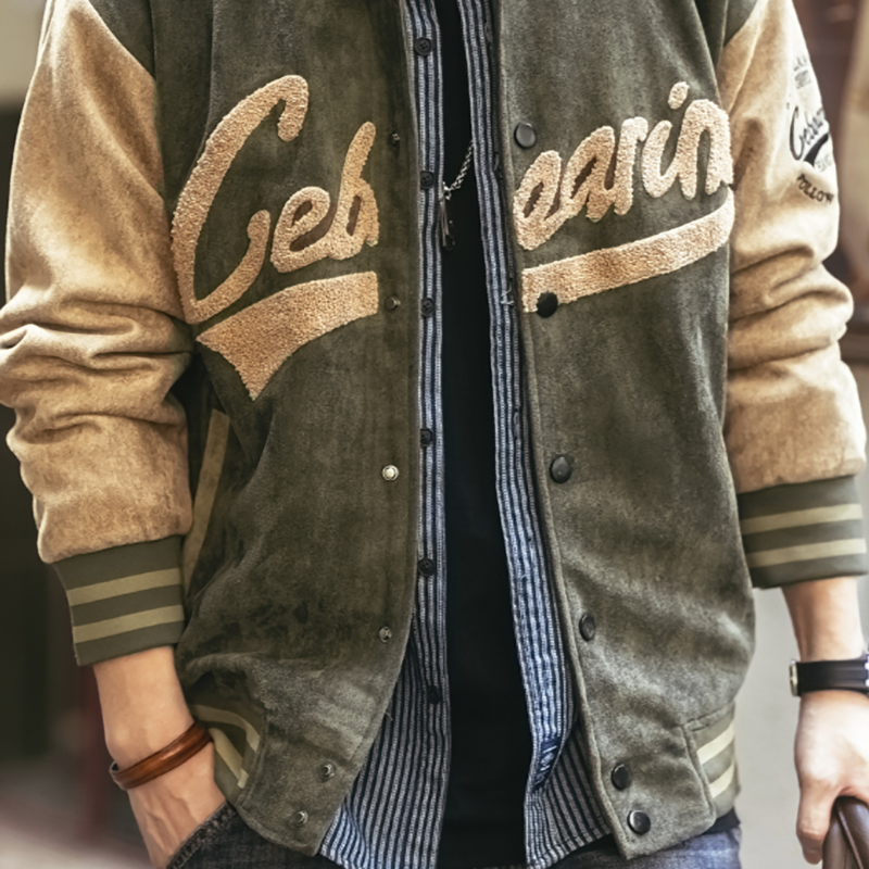 Vintage Suede Bomber Jacket V0822