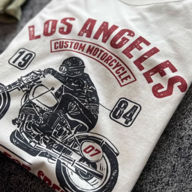 American retro bike logo T-shirt V0466