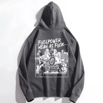 Harem biker print hoodie V0376