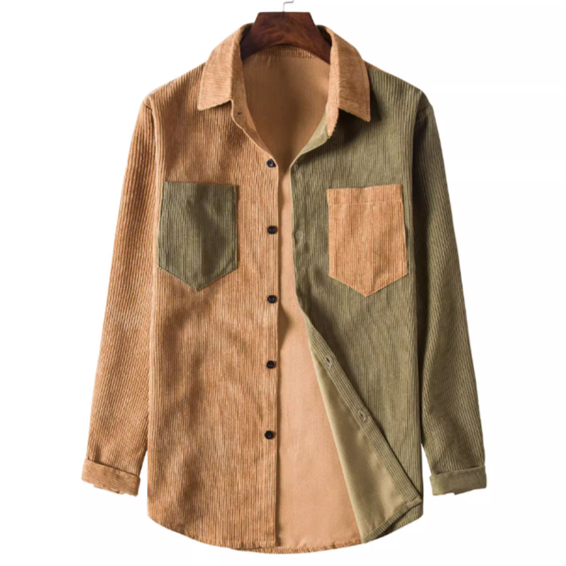 Corduroy bicolor block shirt V0387