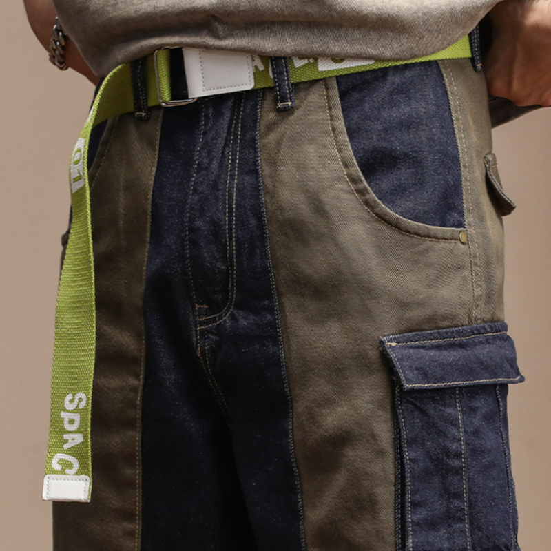 Loose Spliced Work Jeans V0964