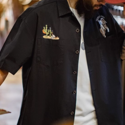 Vintage Cowboy Horse Rider Embroidered  Shirt V0680