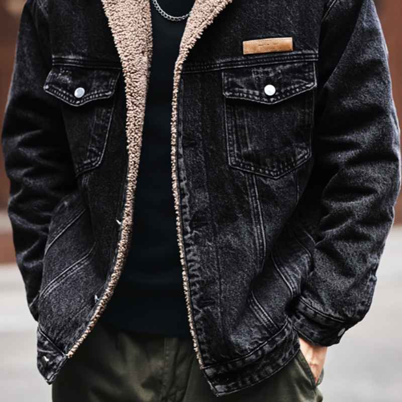 Retro Boa-Lined Denim Jacket V0821