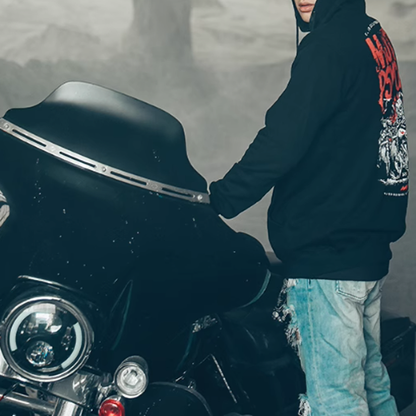 American punk biker zip-up hoodie V0062