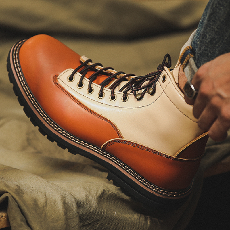Retro Cowhide Work Boots V0795