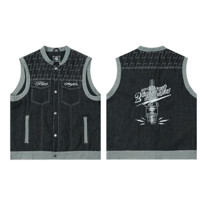 Chicano Biker Denim Vest V0864