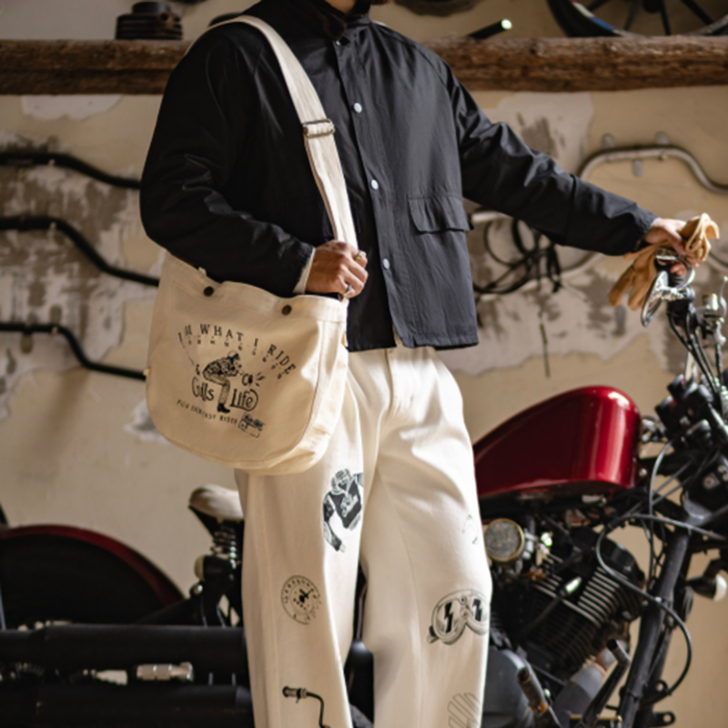 Retro Biker Canvas Tote Bag V0988