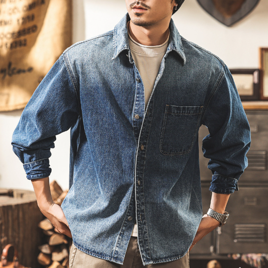 Retro Bamboo-Stripe Cowboy Shirt V1057