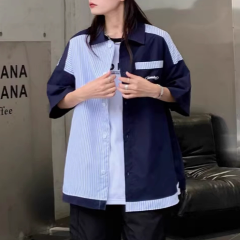 Oversized Striped Shirt V0656