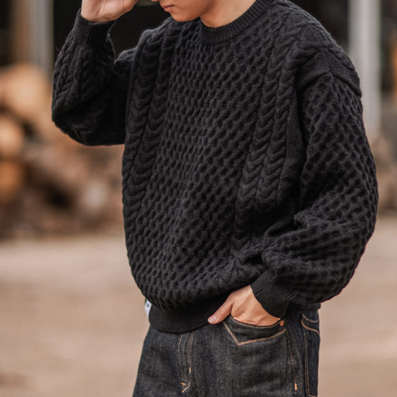 Heavyweight Knit Pullover Sweater V0853