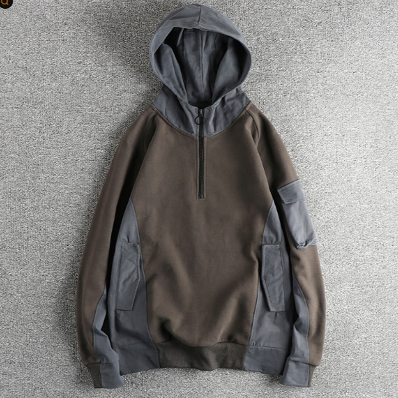 Retro Patchwork Hoodie Sweatshirt V0891