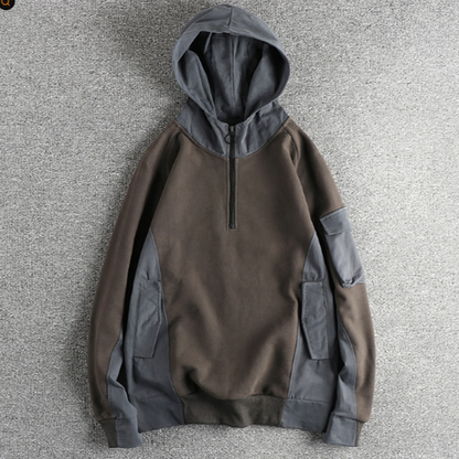 Retro Patchwork Hoodie Sweatshirt V0891