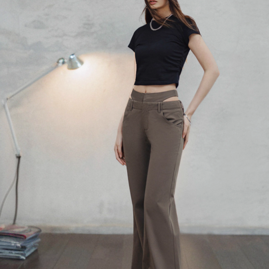 Chic Hollow-Waist Micro Pants V0645