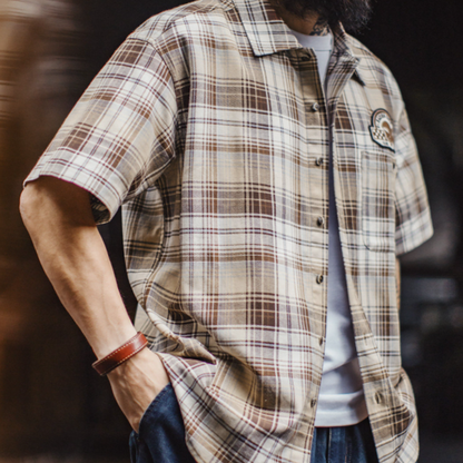 Vintage Checkered Short-Sleeve Shirt V0990