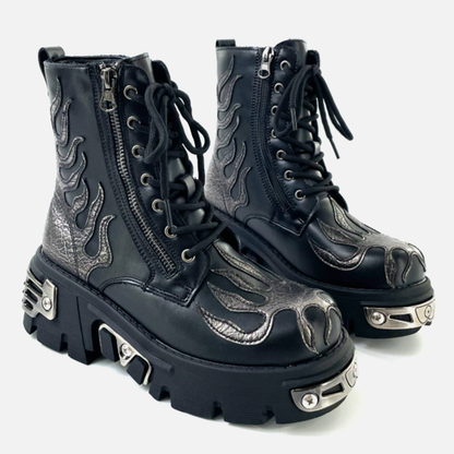 Punk Flame Biker Boots V0927