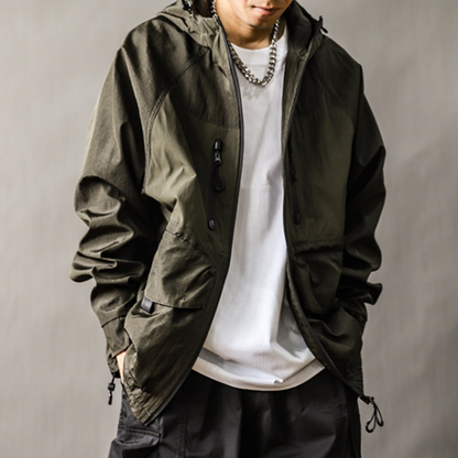 Color-Blocked Nylon Hooded Jacket V1052