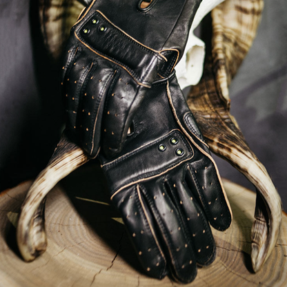 Retro Biker Leather Gloves V0917
