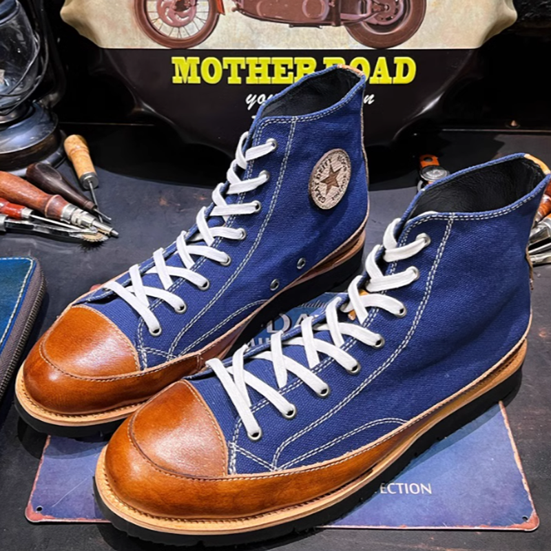 Vintage Leather Canvas Sneakers V0121