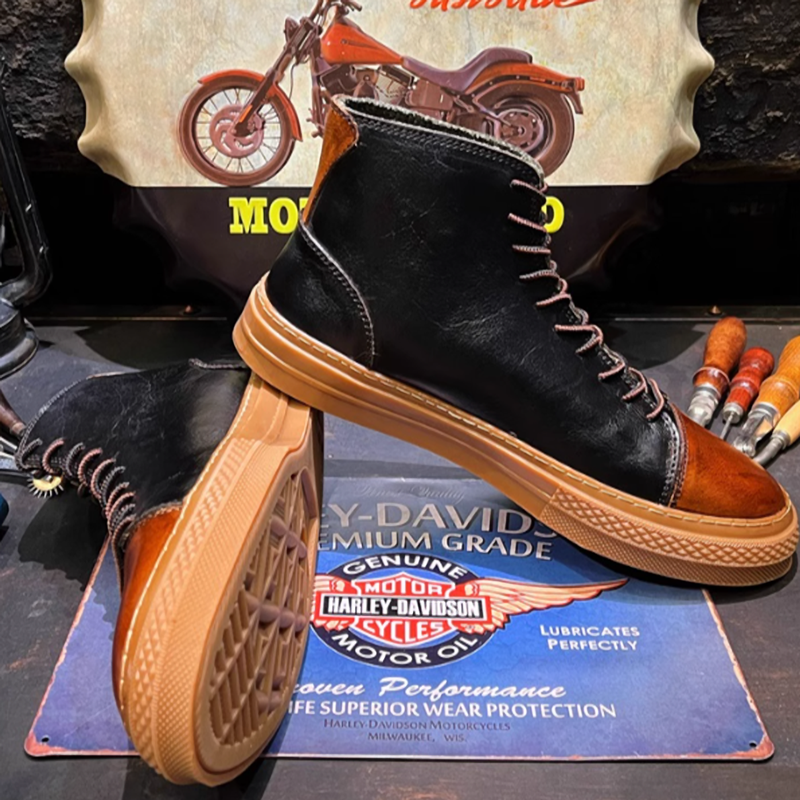 Vintage Cowhide High-Top Boots V0625
