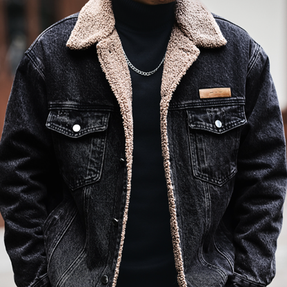 Retro Boa-Lined Denim Jacket V0821