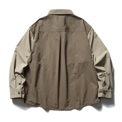 Retro Street Style Color-Blocked Work Shirt V0547