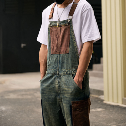 Vintage Straight-Leg Denim Overalls V1002