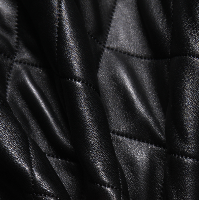 Quilted Casual Leather Jacket V0369