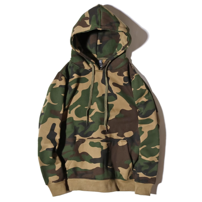 Fleece-lined camouflage hooded sweatshirt V0480