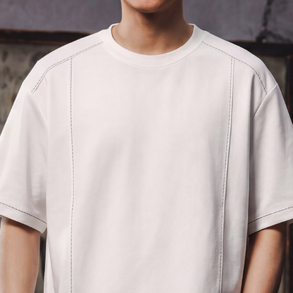 Casual Stitch Round Neck T-Shirt V0966