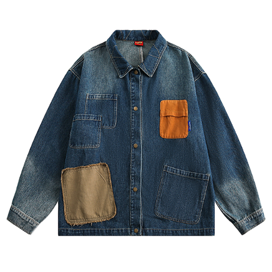 Patchwork denim jacket shirt V0332