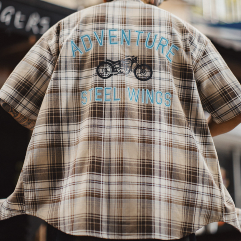 Vintage Checkered Short-Sleeve Shirt V0990
