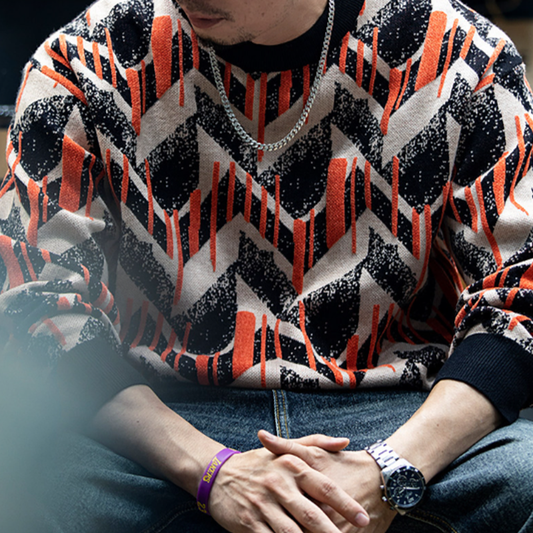 Loose Jacquard Knit Sweater V0878