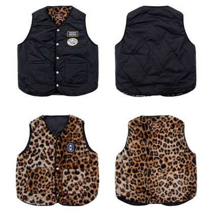 Unisex leopard reversible vest V0457