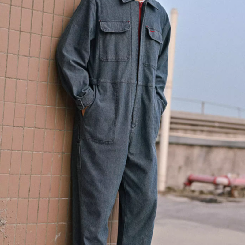 Retro Stretch Denim Jumpsuit V0620
