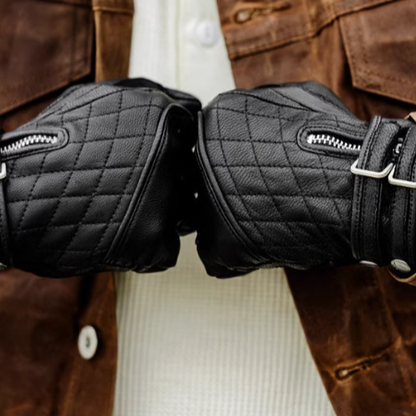 American Retro Ribbed Leather Gloves V0380