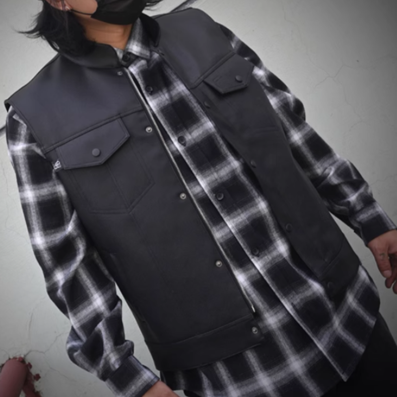 Stand collar flap pocket vest V0102