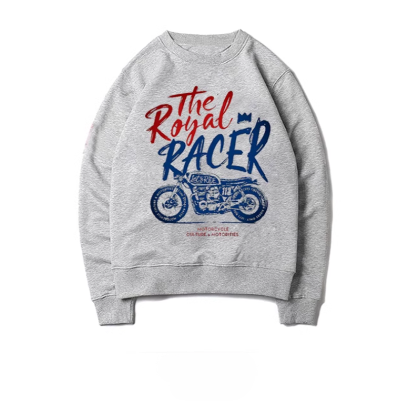 American retro bike print pullover sweatshirt V0063